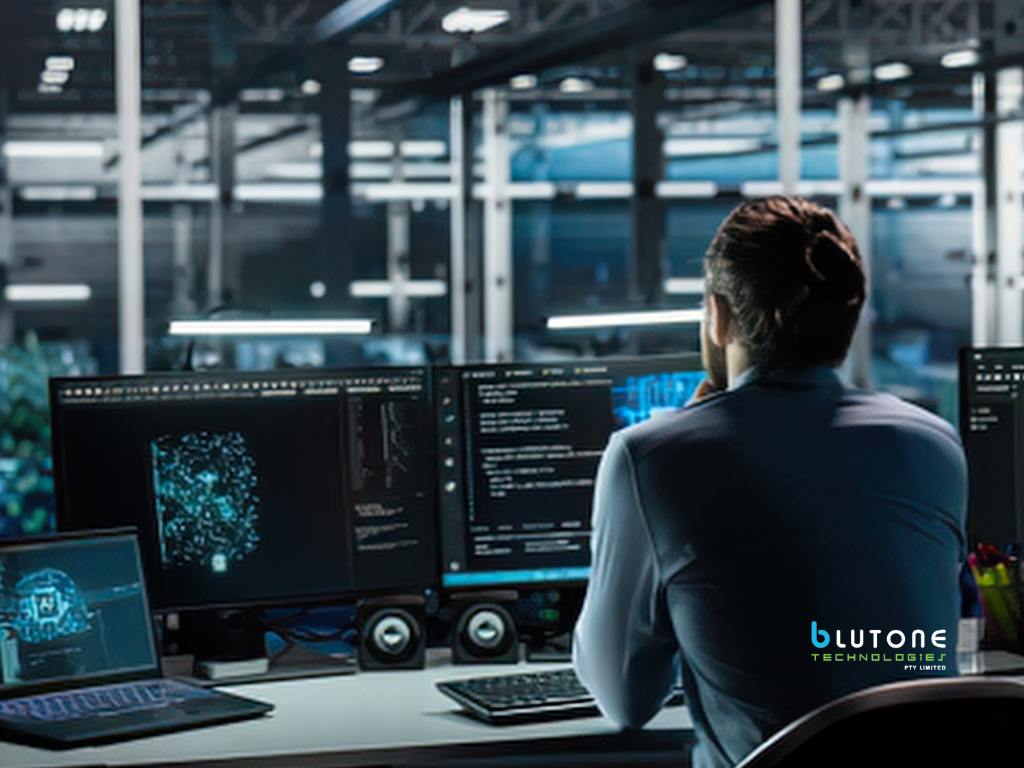 IT support professional monitoring cloud systems and resolving business technology issues